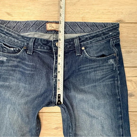 Paige Premium Dark Denim Roxbury Stretch Mid-rise Distressed Straight Leg 29 EUC - Picture 8 of 13